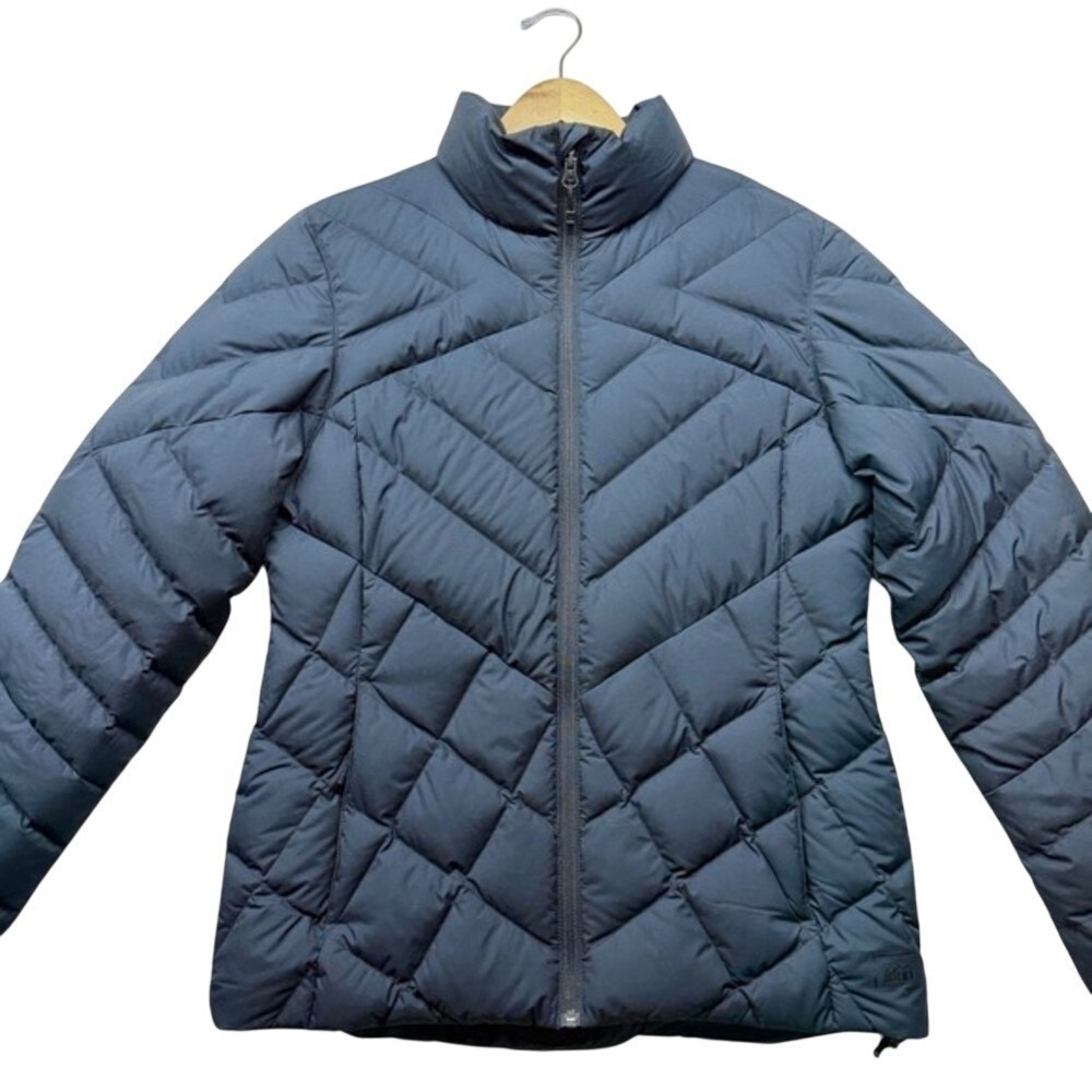REI Stratocloud‎ Down Puffer Jacket Womens M Black Full Zip Quilted 1405-0011
